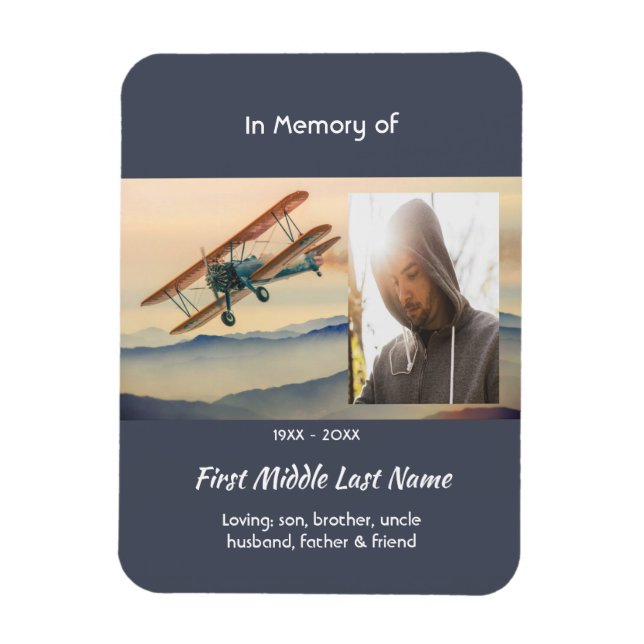 Memorial Keepsake  Clouds Biplane Sky Magnet (Vertical)