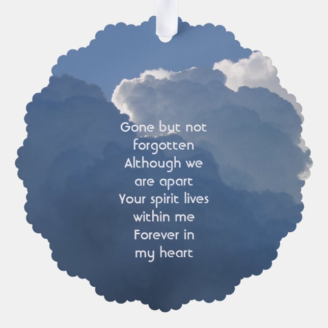 Memorial Keepsake Clouds Sky Heavenly Ornament Card (Back)