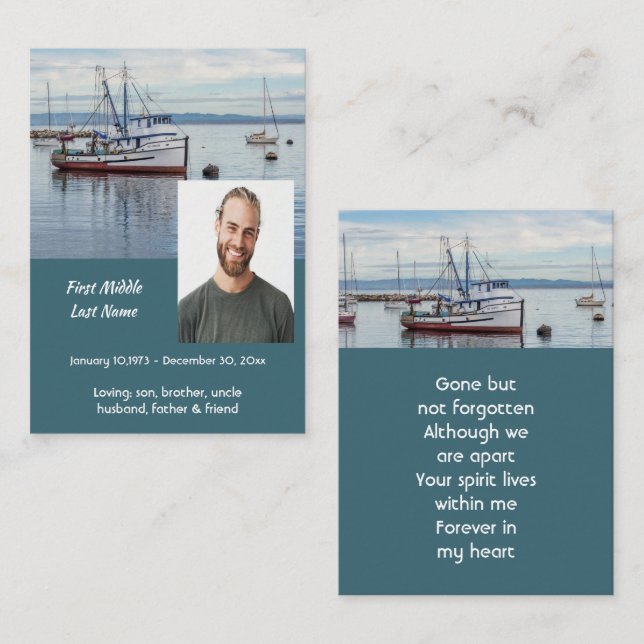Memorial Keepsake Commercial Fisherman Calling Card (Front/Back)