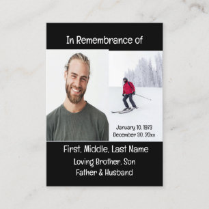 Memorial Keepsake Cross Country Skiing Business Card