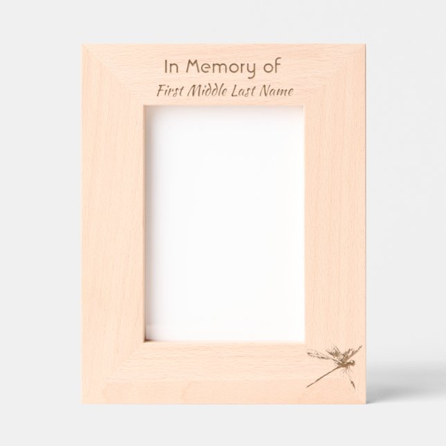 Memorial Keepsake Custom Photo Dragonfly  Etched Frames (Front)