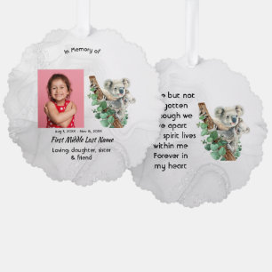  Memorial Keepsake Cute Koala Children Ornament Card