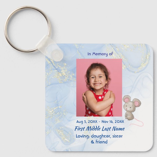 Memorial Keepsake Cute Little Mouse Children   Keychain (Front)