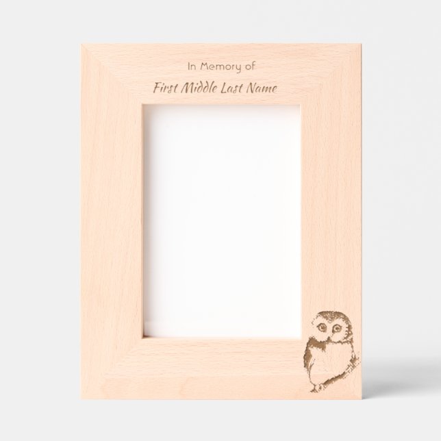  Memorial Keepsake Cute Owl Bird Etched Frames (Front)