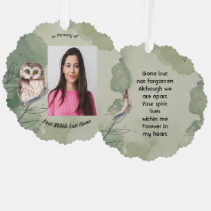 Memorial Keepsake Cute Owl Bird Ornament Card