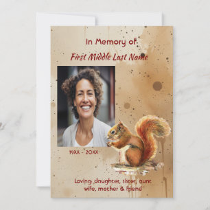 Memorial keepsake Cute Red Squirrel Invitation