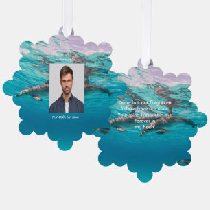 Memorial  Keepsake Dolphins Underwater Ocean Ornament Card