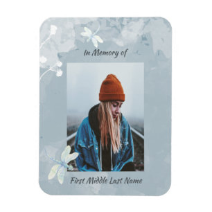 Memorial Keepsake Dragonfly White Flower Magnet