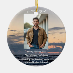 Memorial Keepsake Evening Sunset Lake Sky Reflect Ceramic Ornament