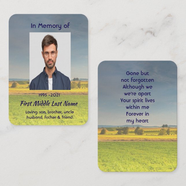 Memorial Keepsake Farm Crop Prairie Business Card (Front/Back)
