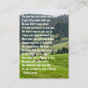 Memorial Keepsake Farm Ranch Cattle Cows  Business Card