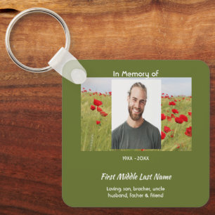 Memorial Keepsake Field of Red Poppy Keychain
