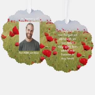 Memorial Keepsake Field of Red Poppy Ornament Card