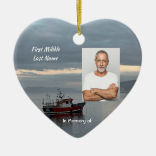 Memorial Keepsake  Fishing Boat Fisherman Ceramic Ornament