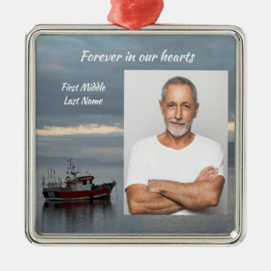 Memorial Keepsake  Fishing Boat Fisherman Metal Ornament