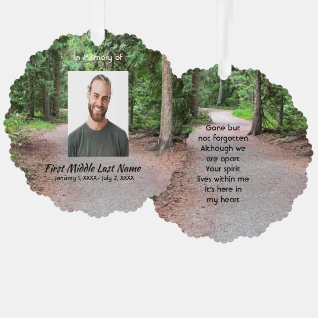 Memorial Keepsake Forest Trail Path Walk Hike  Ornament Card (Front/Back)