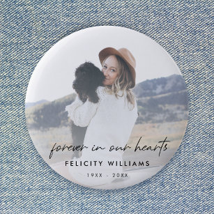 Memorial Keepsake   Forever in our Hearts Photo 2 Inch Round Button