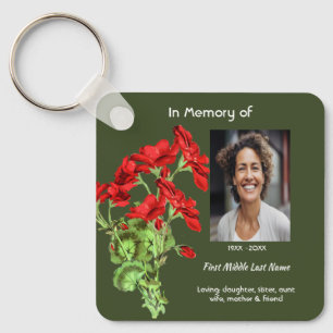 Memorial Keepsake Geranium Flower Keychain