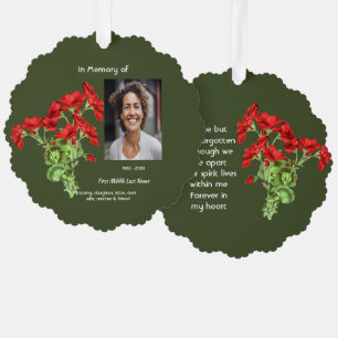 Memorial Keepsake Geranium Flower Ornament Card