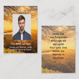 Memorial Keepsake Golden Sunrise  Business Card