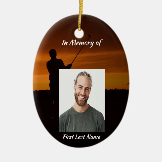 Memorial Keepsake Golfer Golfing Golf Ceramic Ornament (Front)