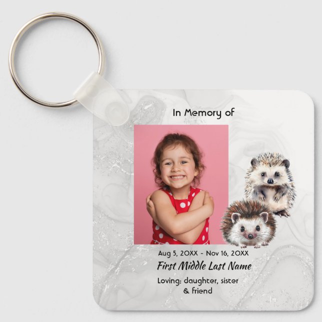 Memorial Keepsake Hedgehog Children Keychain (Front)