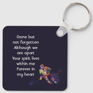 Memorial Keepsake Hockey Player Sport Keychain