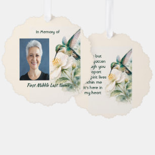 Memorial Keepsake Hummingbird White Flowers Ornament Card
