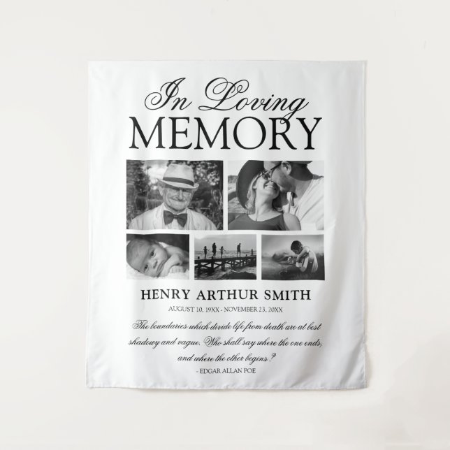 Memorial Keepsake | In Loving Memory 5 Photo Tapestry (Front)