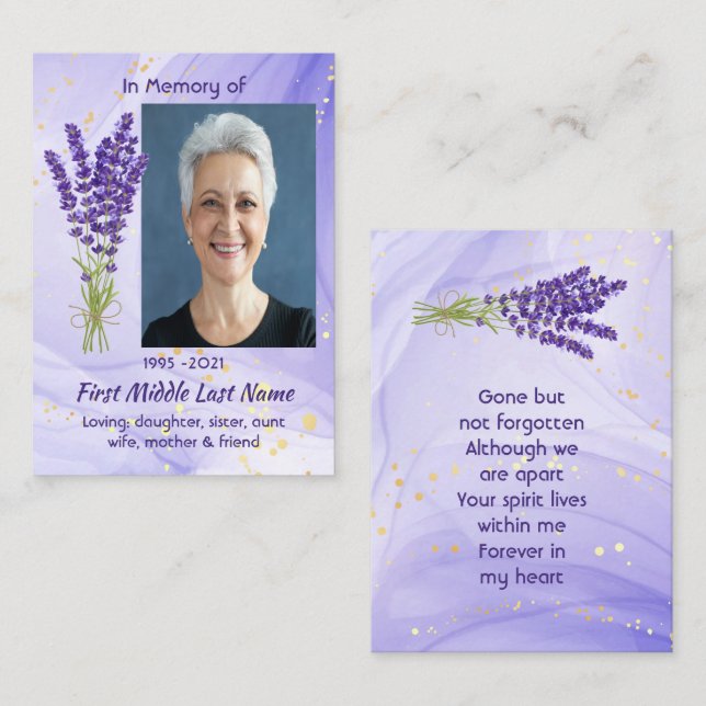 Memorial Keepsake Lavender Garden Flower Business Card (Front/Back)