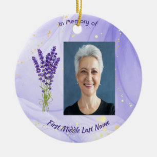 Memorial Keepsake Lavender Garden Flower Ceramic Ornament