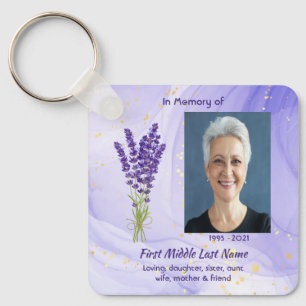 Memorial Keepsake Lavender Garden Flower Keychain