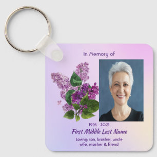 Memorial Keepsake Lilac Garden Flower Keychain