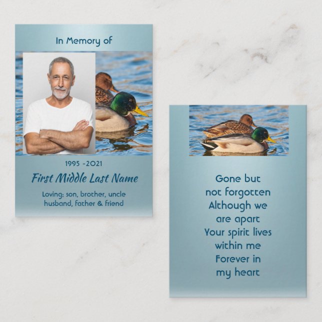 Memorial Keepsake Mallard Ducks Bird Business Card (Front/Back)