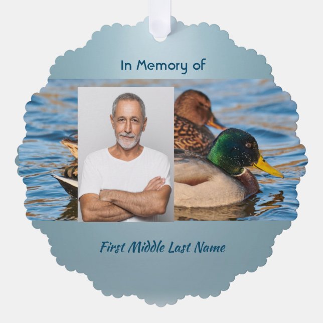 Memorial Keepsake Mallard Ducks Bird Ornament Card (Front)