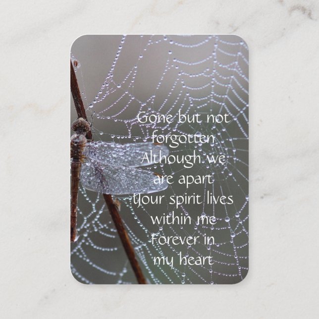 Memorial Keepsake Memorial Dragonfly  Business Card (Back)