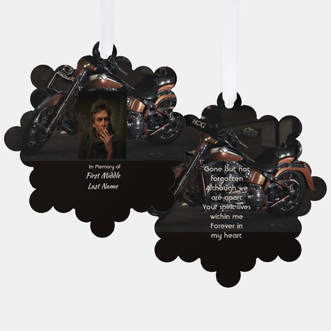  Memorial Keepsake Motorcycle Biker Ornament Card (Front/Back)