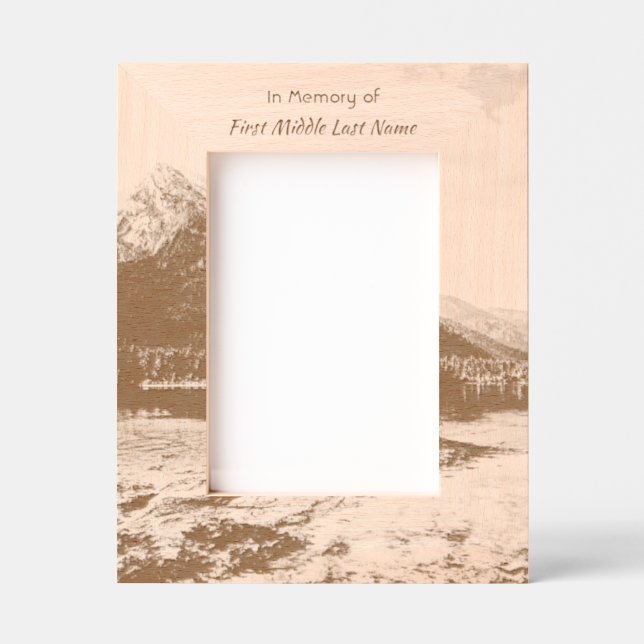 Memorial Keepsake Mountain Lake Landscape  Etched Frames (Front)