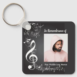Memorial Keepsake Music Notes background Keychain