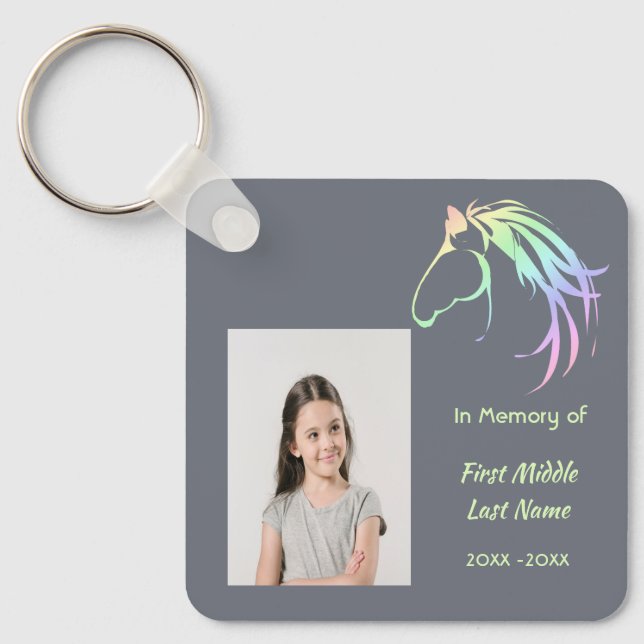 Memorial Keepsake Pastel Horse Art Keychain (Front)