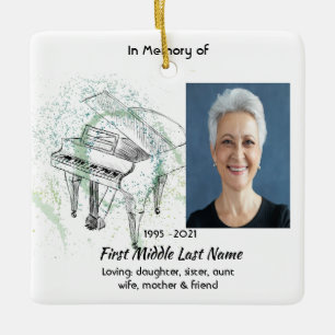 Memorial Keepsake Photo Prayer Piano Musician Ceramic Ornament