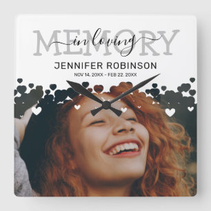 Memorial Keepsake Photo Square Wall Clock
