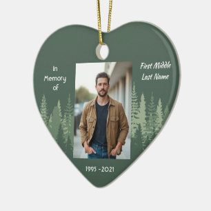 Memorial Keepsake Photo Wilderness Forest Trees Ceramic Ornament