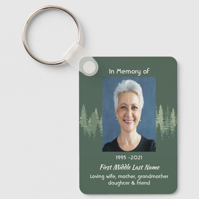 Memorial Keepsake Photo Wilderness Forest Trees Keychain (Front)