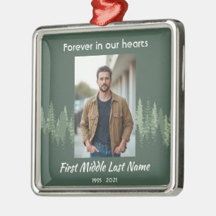 Memorial Keepsake Photo Wilderness Forest Trees Metal Ornament