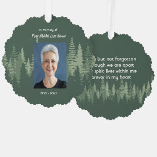 Memorial Keepsake Photo Wilderness Forest Trees Ornament Card