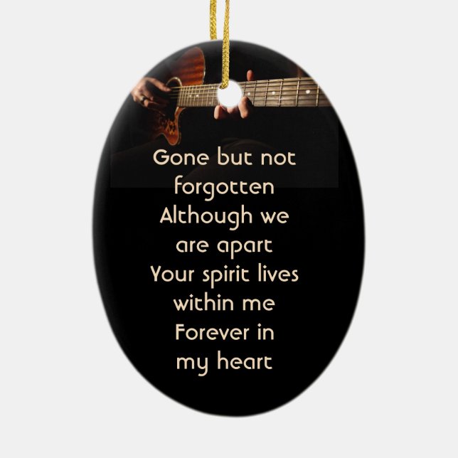 Memorial Keepsake Remembrance Music Guitar  Ceramic Ornament (Back)