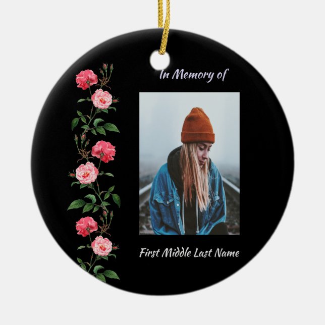  Memorial Keepsake  Roses Garden Flowers Ceramic Ornament (Front)