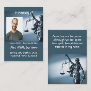 Memorial Keepsake Scales of Justice Law Business Card
