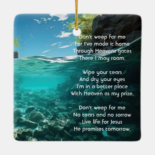 Memorial Keepsake Service Deep Sea Diving Diver Ceramic Ornament (Back)